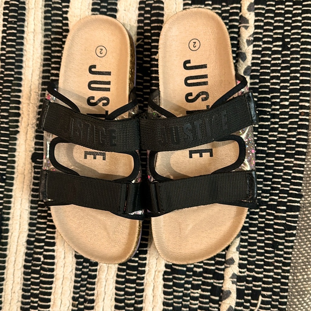 🎀New w/o Tags Girls Justice Adjustable Sandals, Size 2🎀